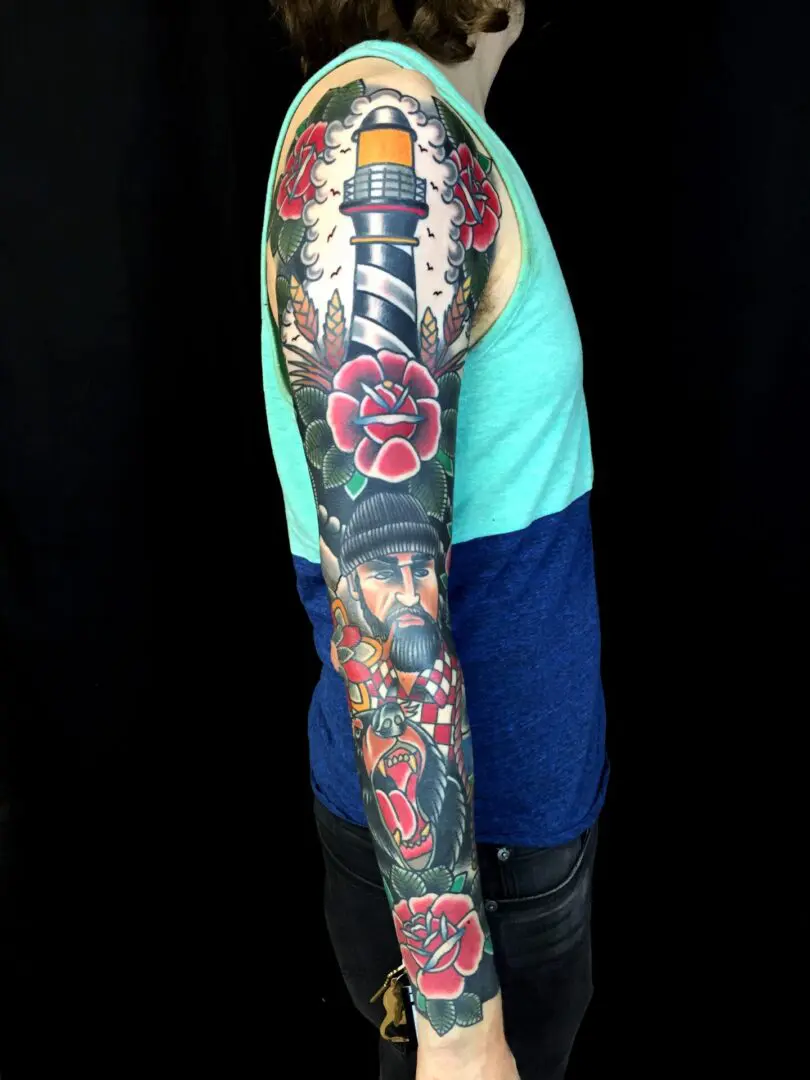 sleeve tattoo. Best American Traditional Tattoo Artist - Myke Chambers