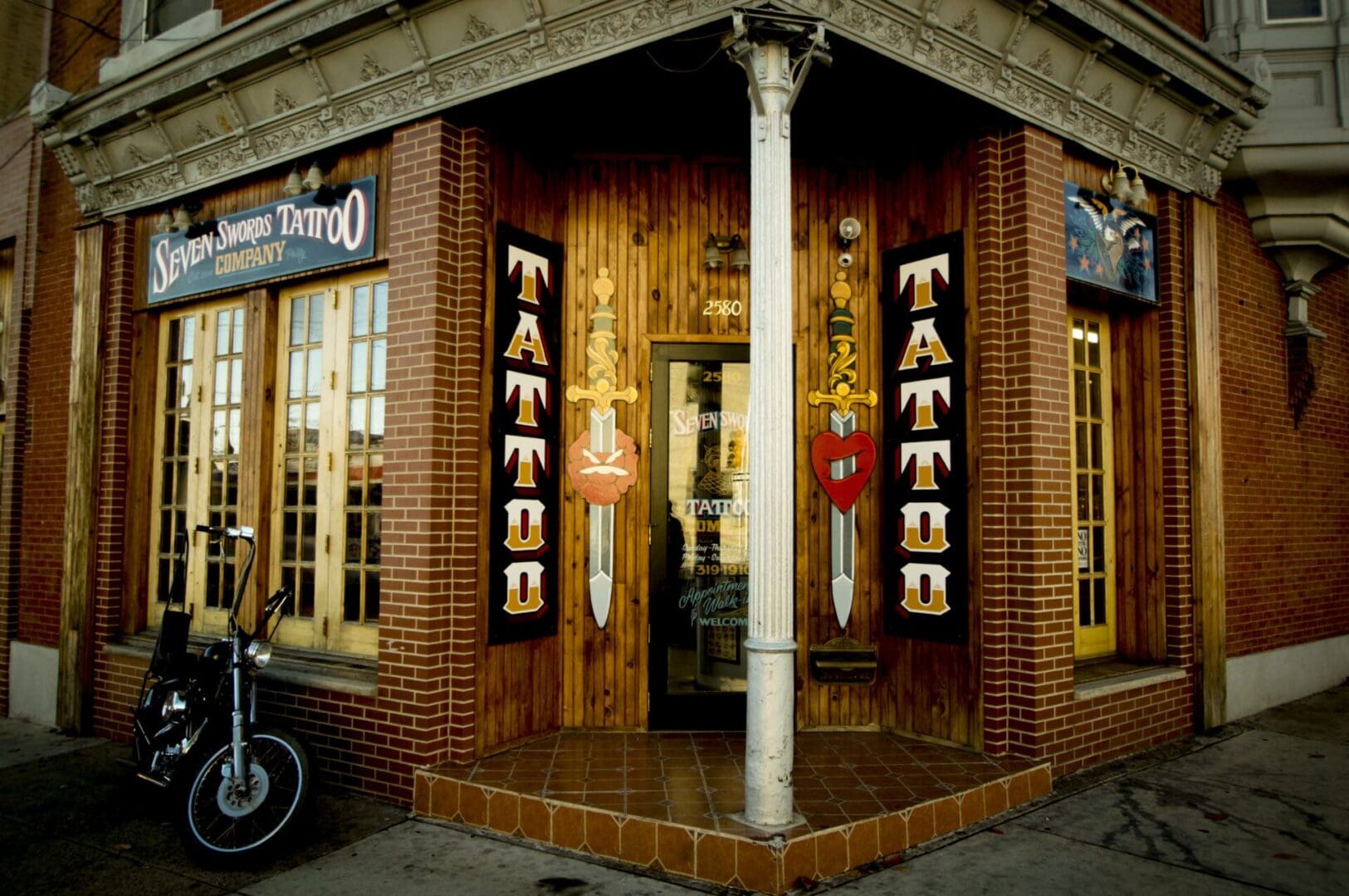 Front Entrance of Seven Swords. American Tradtional Tattoo shop in Philadelphia