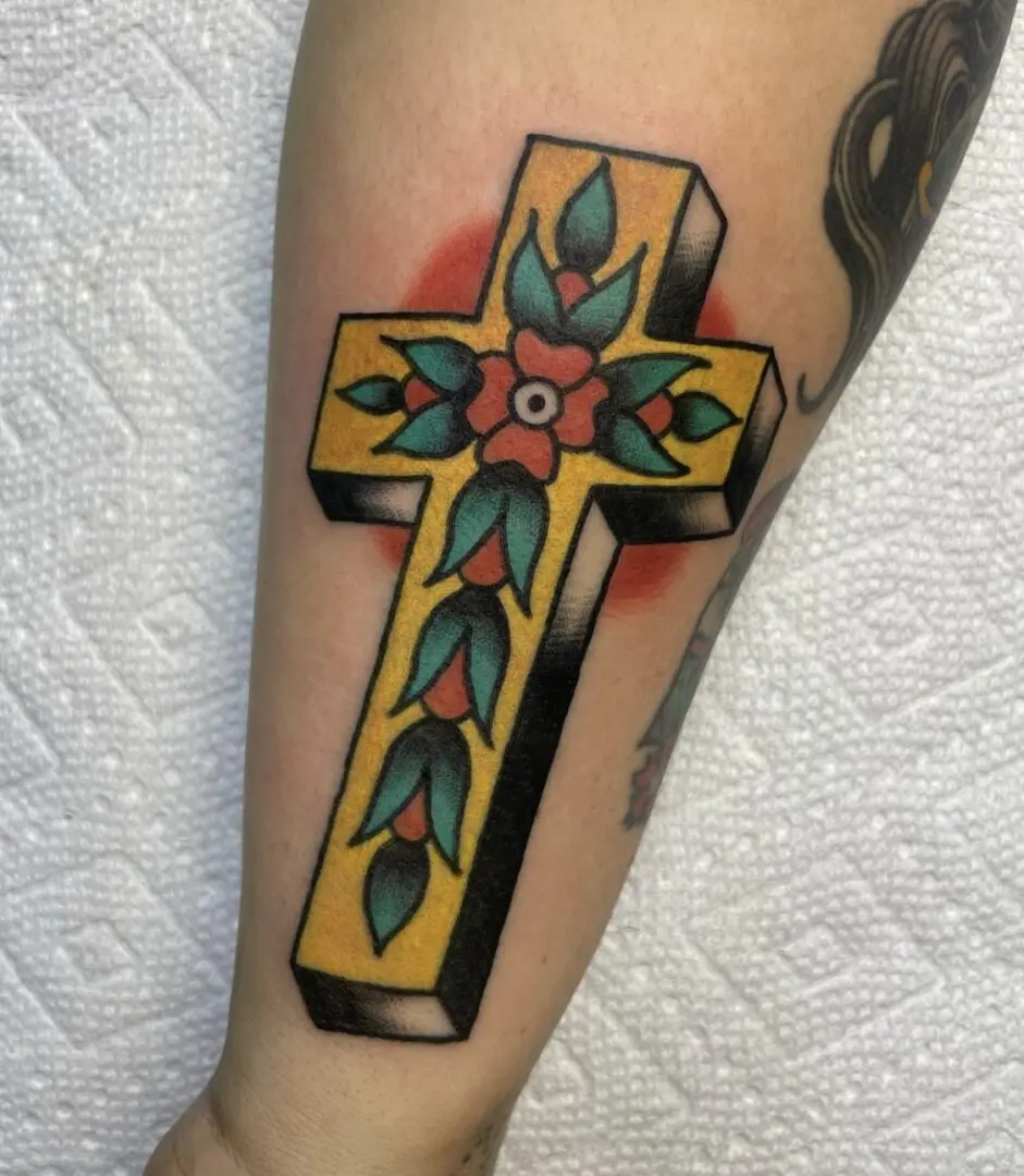traditional cross tattoos made in Philly