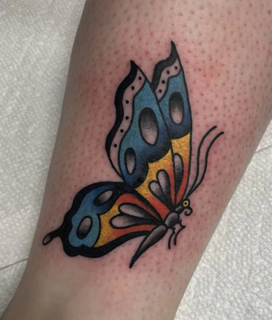 Old school butterfly tattoo on arm made in Philly