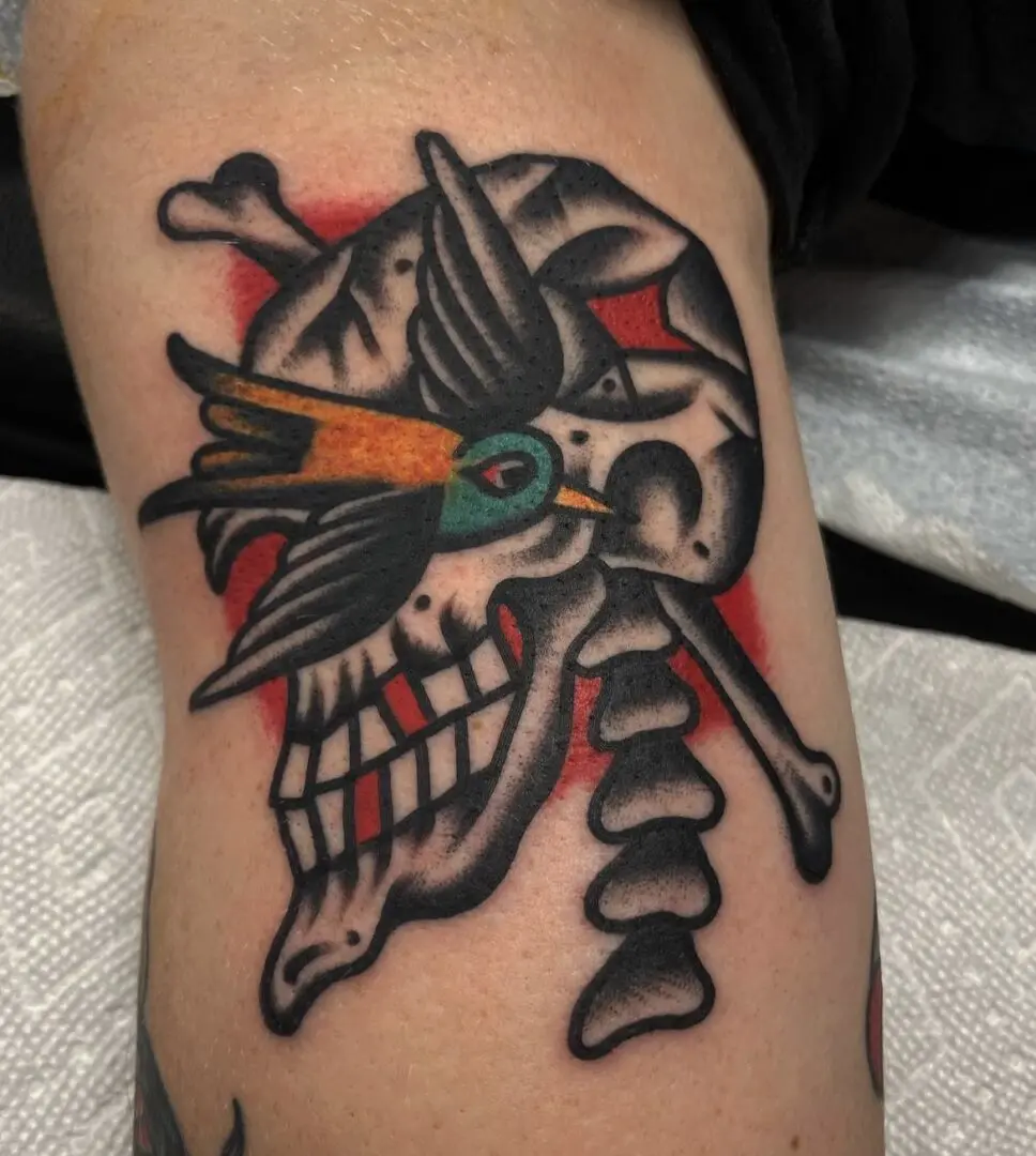 Skull and Bird traditional tattooing in Philadelphia
