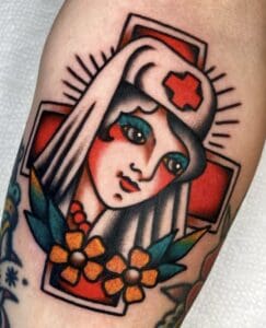 Traditional bold nurse Tattoo