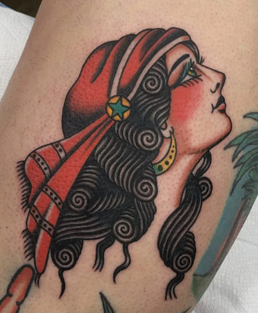 Traditional Lady head tattoo