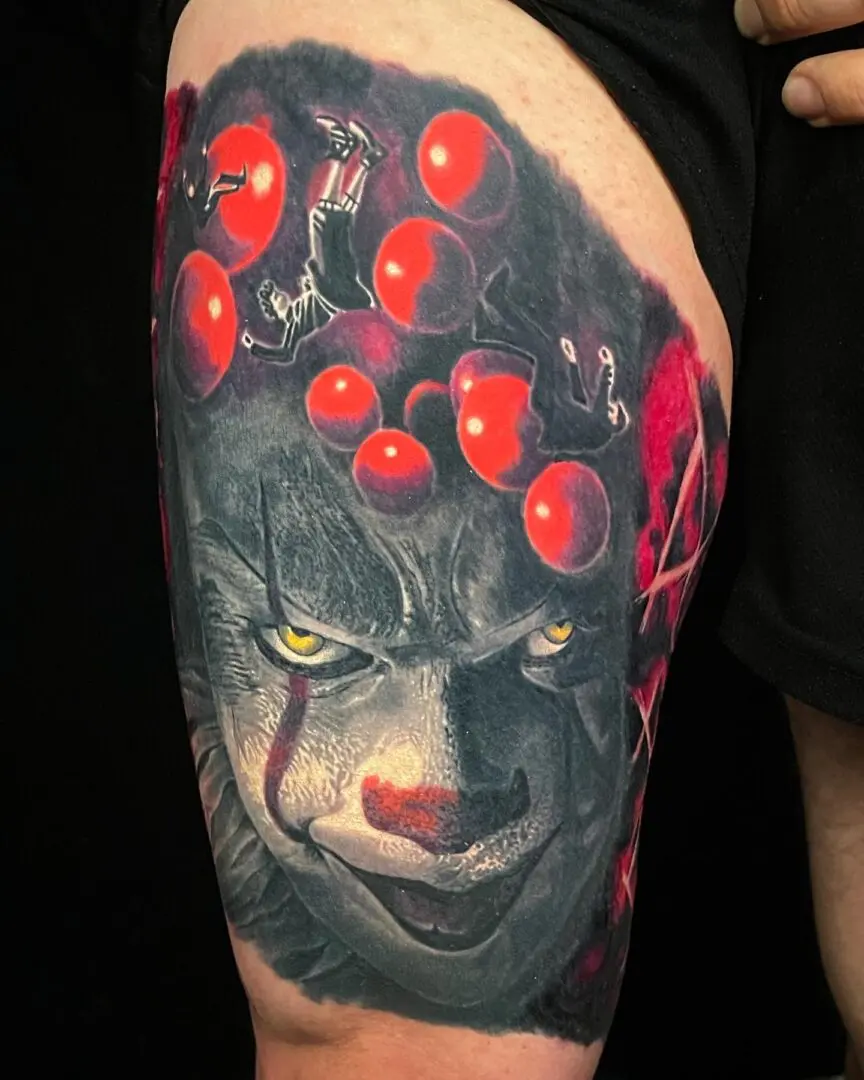 Pennywise tattoo made by one Best Realism Tattoo artists in Philadelphia