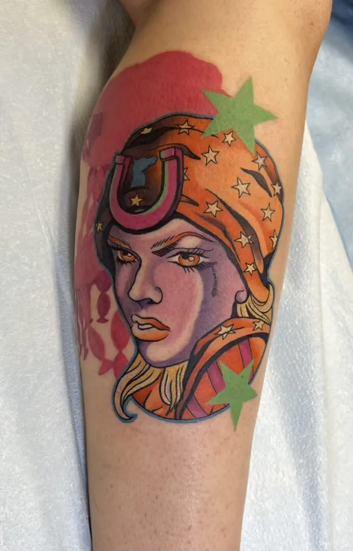 Illustrative Anime tattoo rendered in color