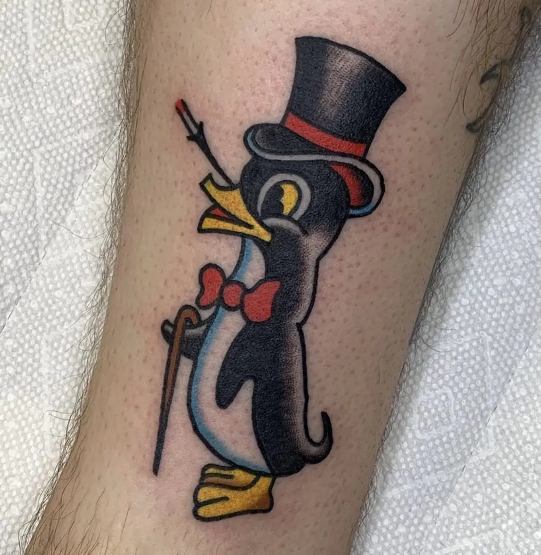 old school penguin tattoo made in Philly
