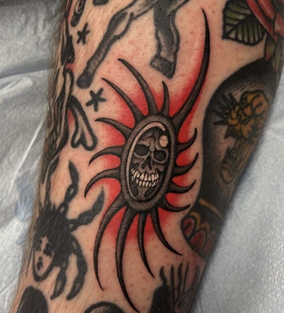 Fine line skull tattoo