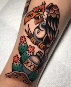 colorful tradtional tattoo in asheville