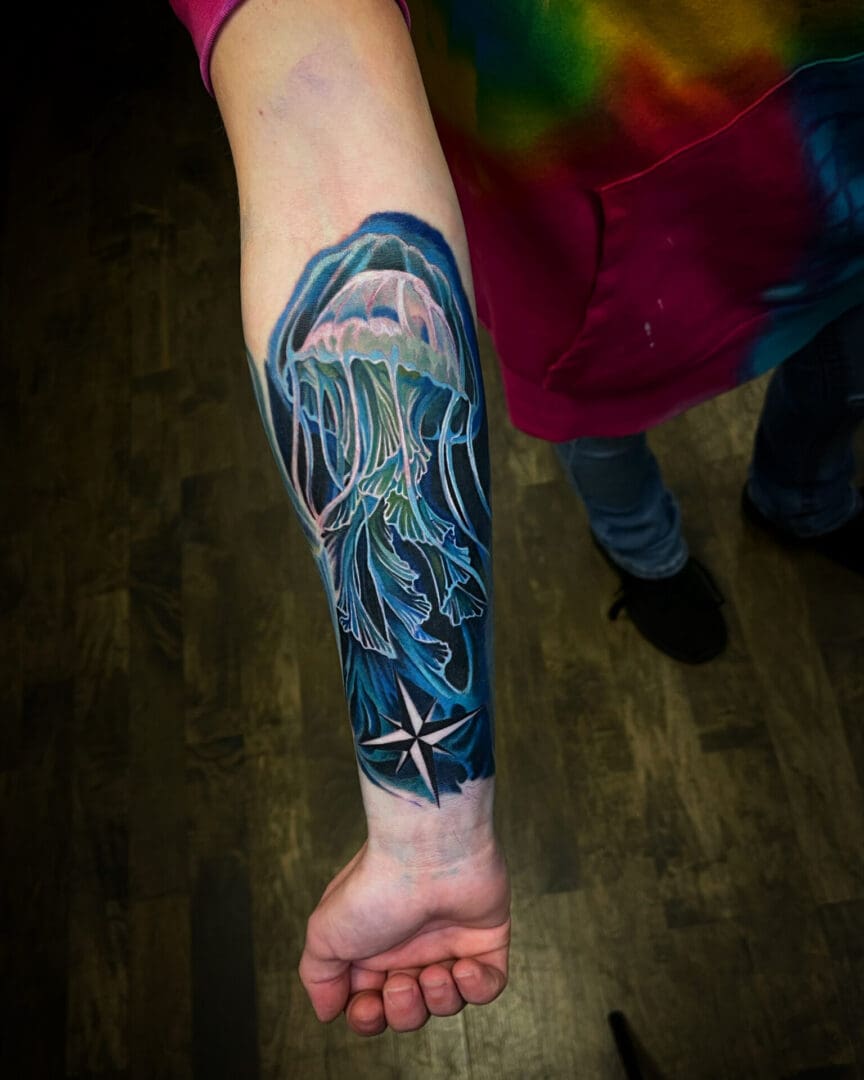 realism tattoo of a jellyfish made in Philly