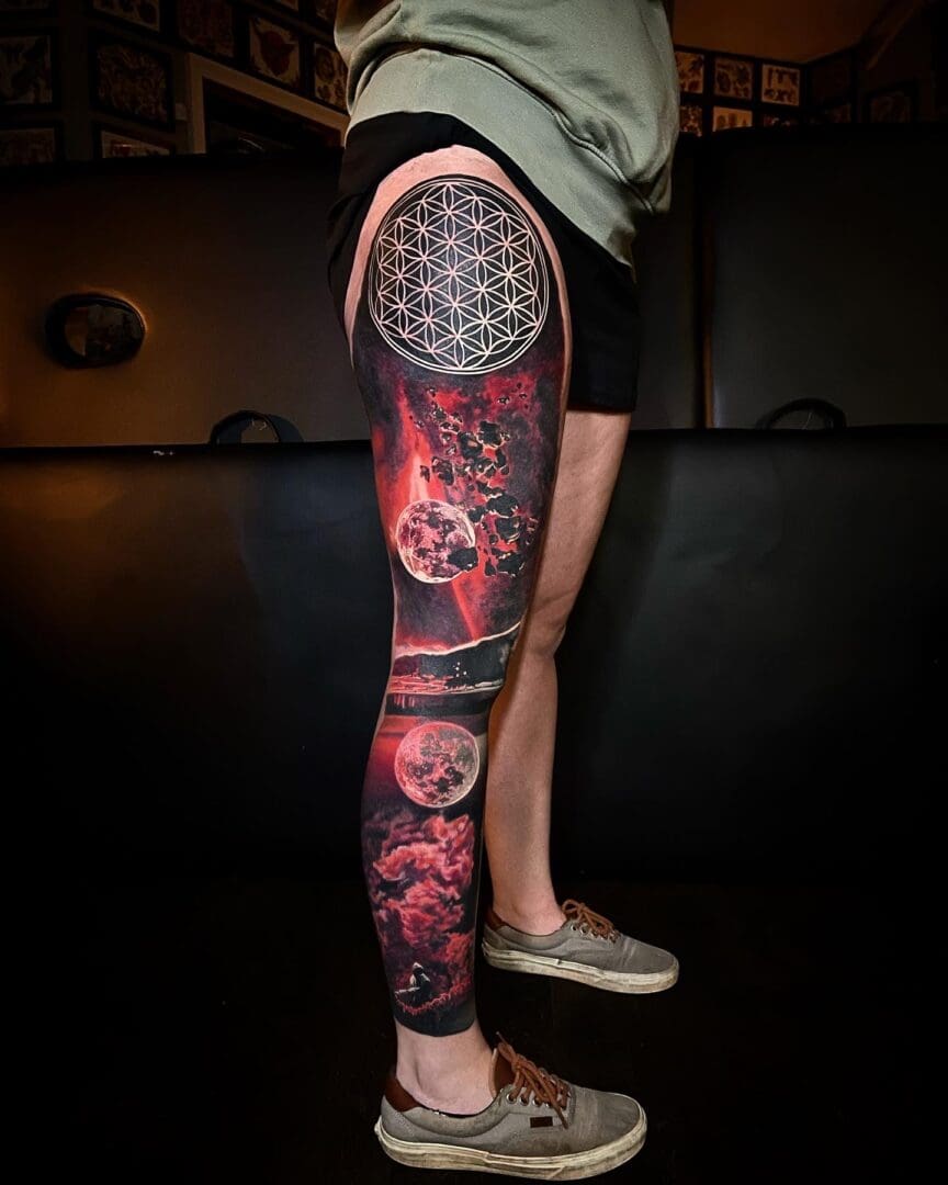 Surrealism Leg Sleeve tattoo