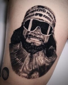 Tattoo of a man with sunglasses.